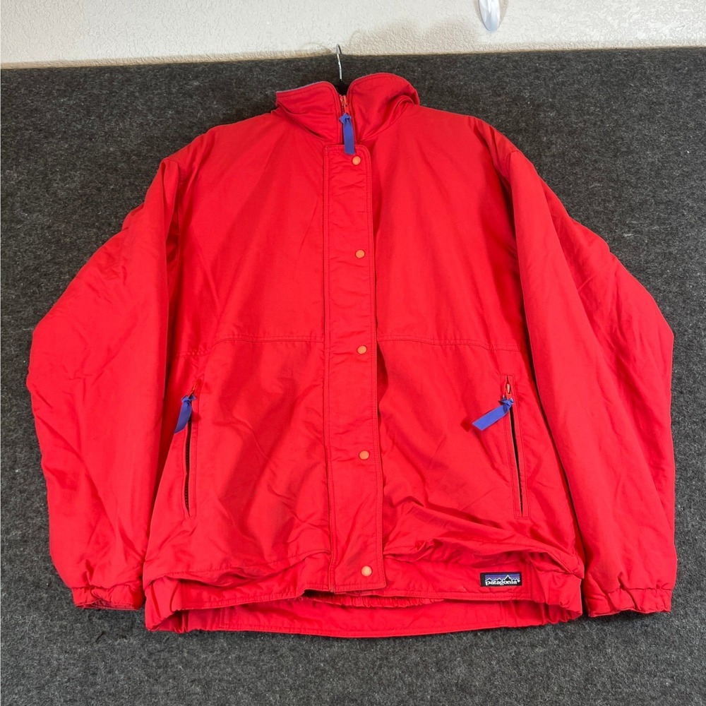 Vintage 90s Patagonia Shelled Synchilla Jacket Youth 14 Red Blue Fleece USA